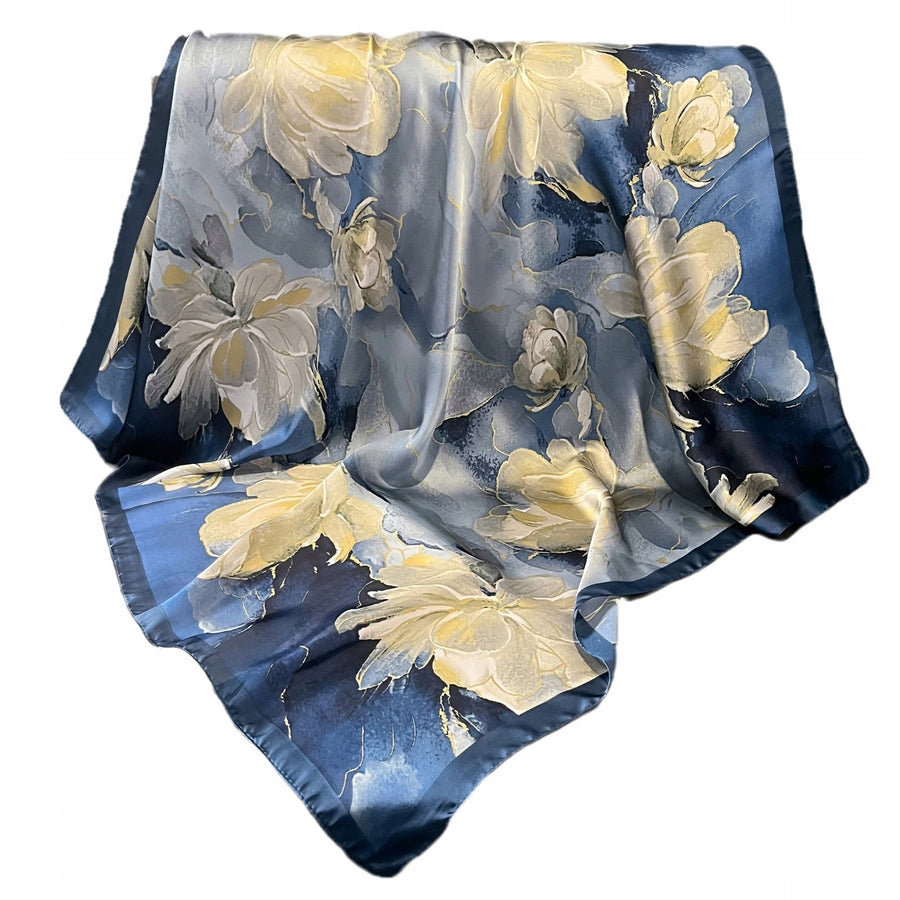 Silk-Effect Scarf 180 × 90 cm – Blue