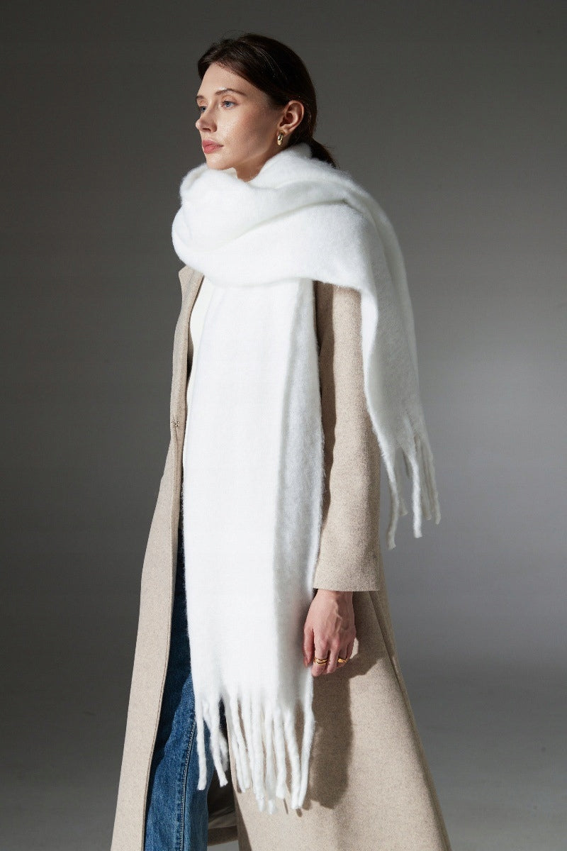 Écharpe d’hiver pour femme 200 × 40 cm – blanc