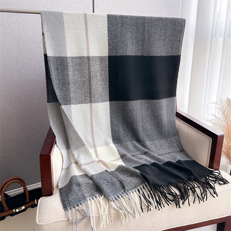 elegancki damski SZAL na zimę ciepły SZALIK szykowny 200x66 wielokolorowy