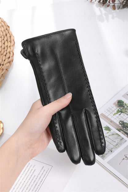 Women's Faux-Leather Gloves – Black