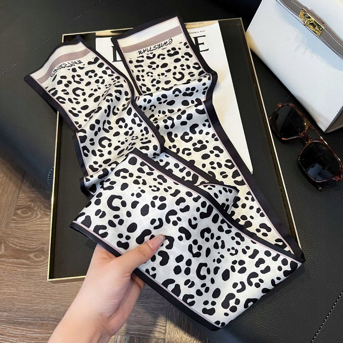Silk-Effect Square Scarf 13 × 150 cm