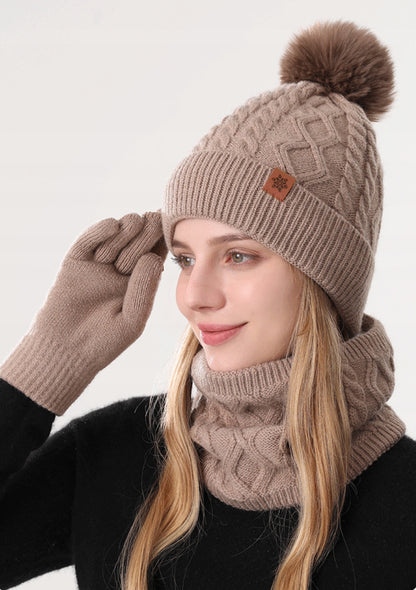Winter Hat, Snood and Gloves Set – Khaki