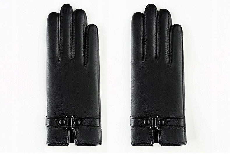 Women's Faux-Leather Gloves – Black