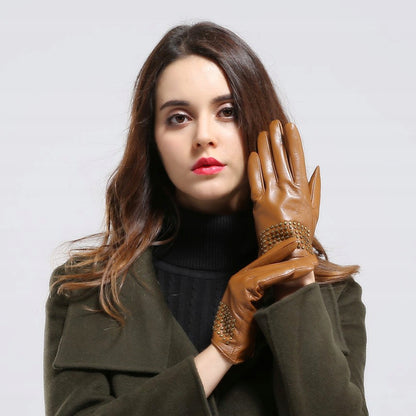 Women's Leather Gloves – Brown