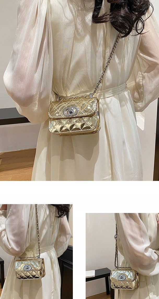 Gesteppte Mini-Handtasche – goldfarben