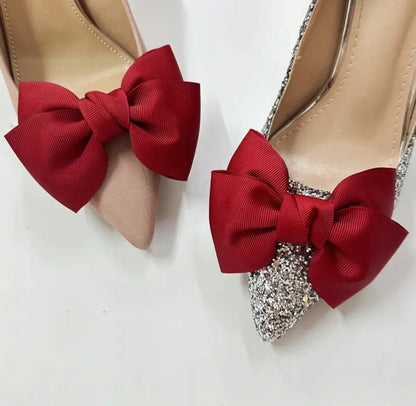 Clipsuri pentru pantofi cu funde din satin – vișinii