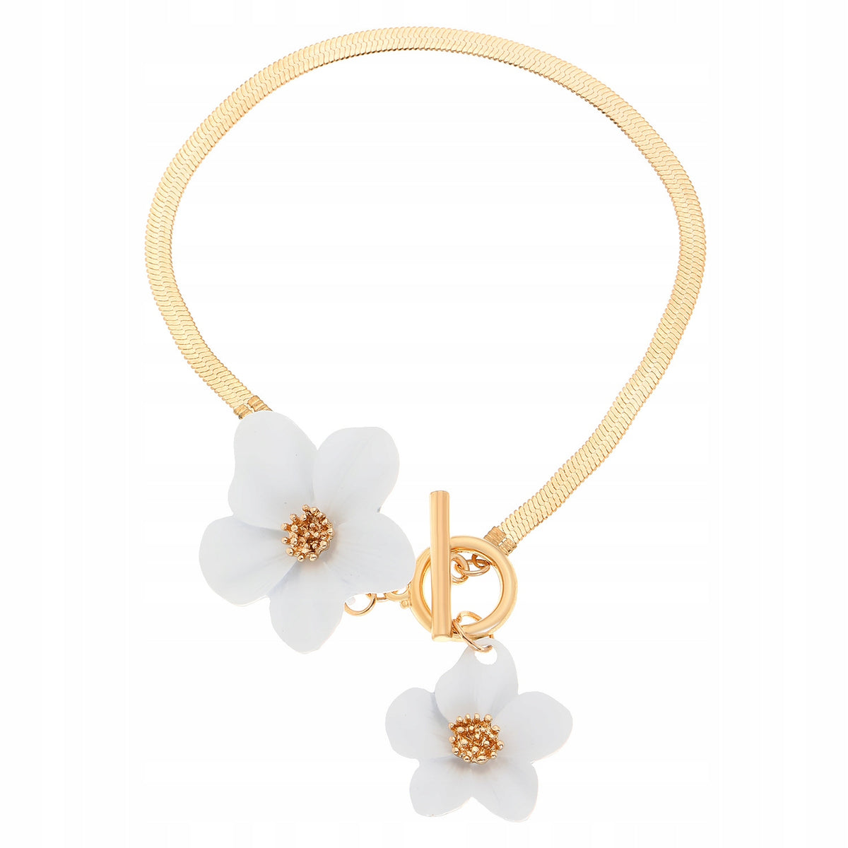 Statement White Flower Jewellery Set — Necklace, Earrings and Bracelet