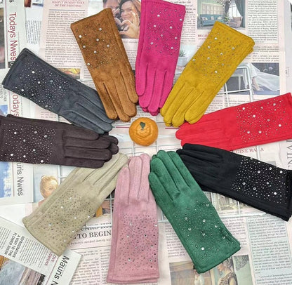 Gants en tissu suédé pour femme – beige