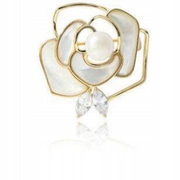 Brosche Blume mit Zirkonia