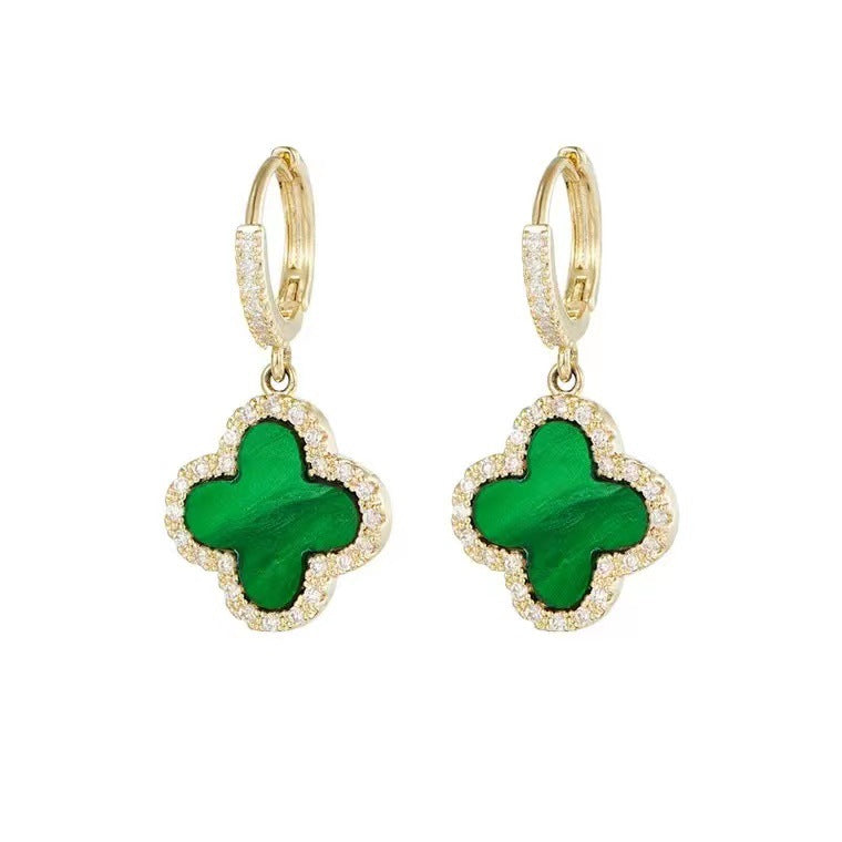 Delicate, Elegant Women's Green Earrings with Cubic Zirconia