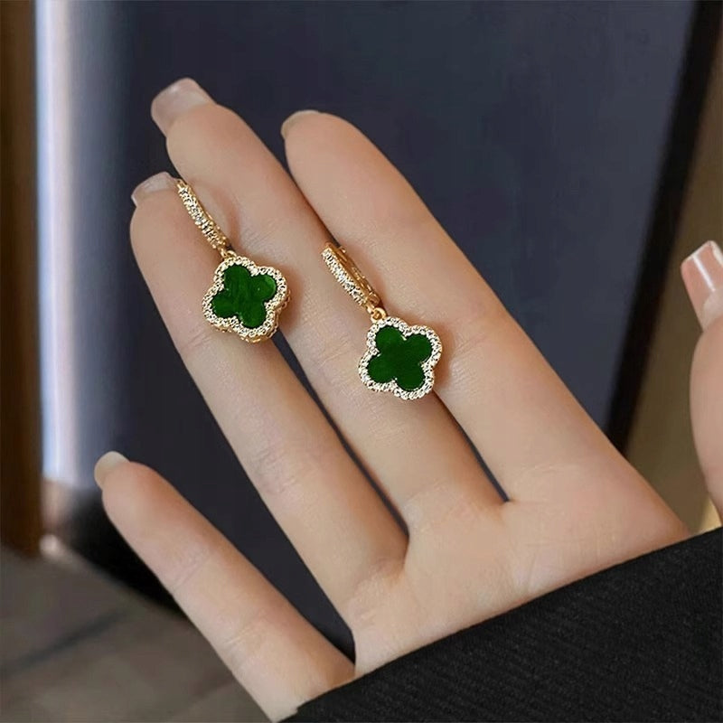 Delicate, Elegant Women's Green Earrings with Cubic Zirconia