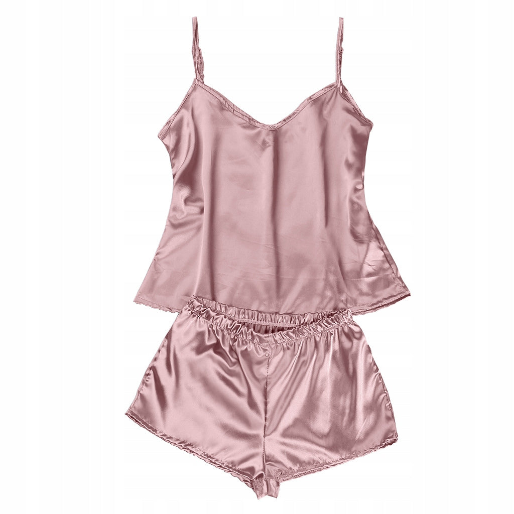 Pyjama en satin pour femme – ensemble classique, rose