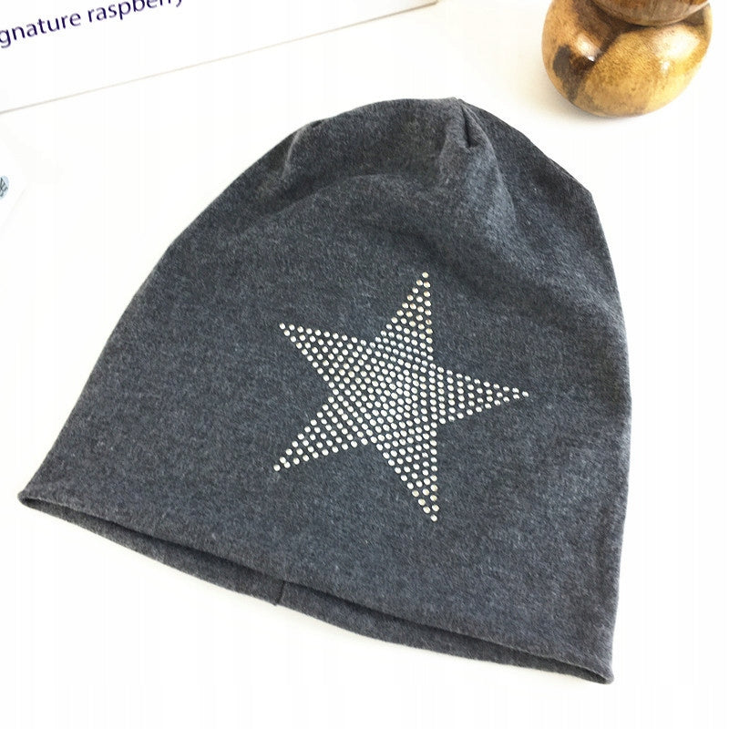 szara CZAPKA damska cyrkonie zimowa jesienna BEANIE stylowa na zimę