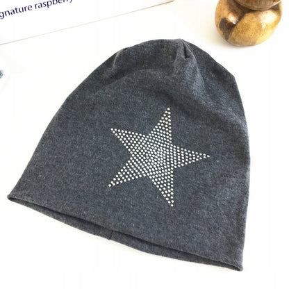 szara CZAPKA damska cyrkonie zimowa jesienna BEANIE stylowa na zimę
