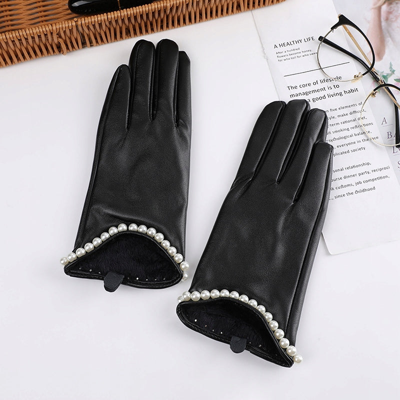 Gants en similicuir pour femme – noir