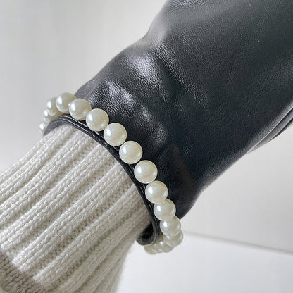 Gants en similicuir pour femme – noir