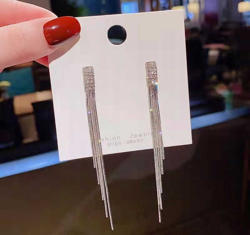 Elegant Women's Silver-Tone Dangle Earrings with Cubic Zirconia
