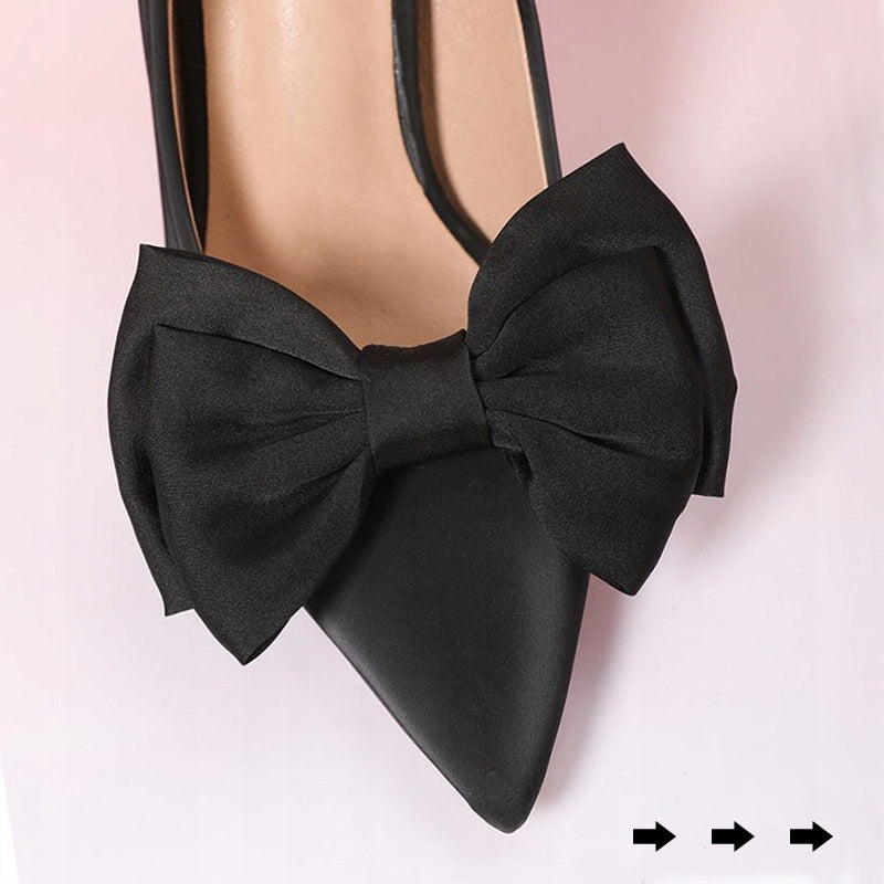 Satin Bow Shoe Clips – Black