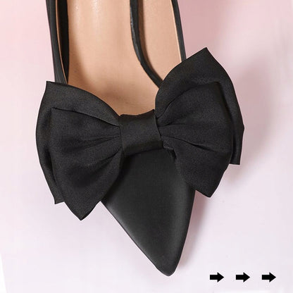 Satin Bow Shoe Clips – Black