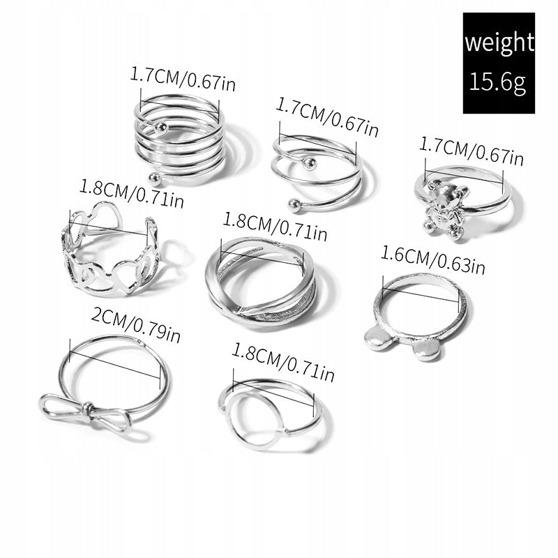 Conjunto de anillos – plateado