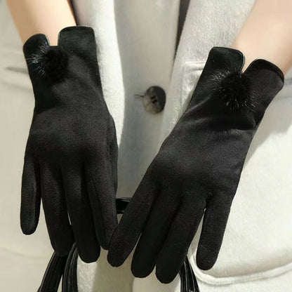 Women's Suede-Effect Gloves – Black