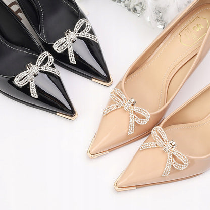 Cubic Zirconia Bow Shoe Clips — Elegant Decorations for High Heels