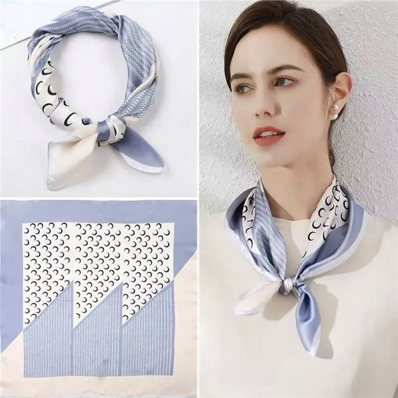 Women's Printed Silk-Effect Square Scarf, 70×70 cm