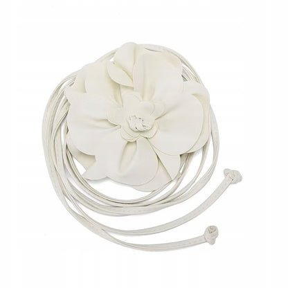 Flower Tie Belt – White
