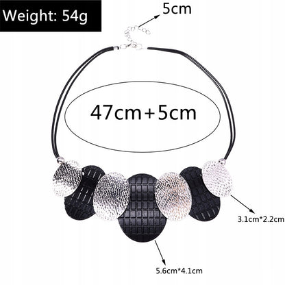 Collier pour femme à cercles – argenté et noir