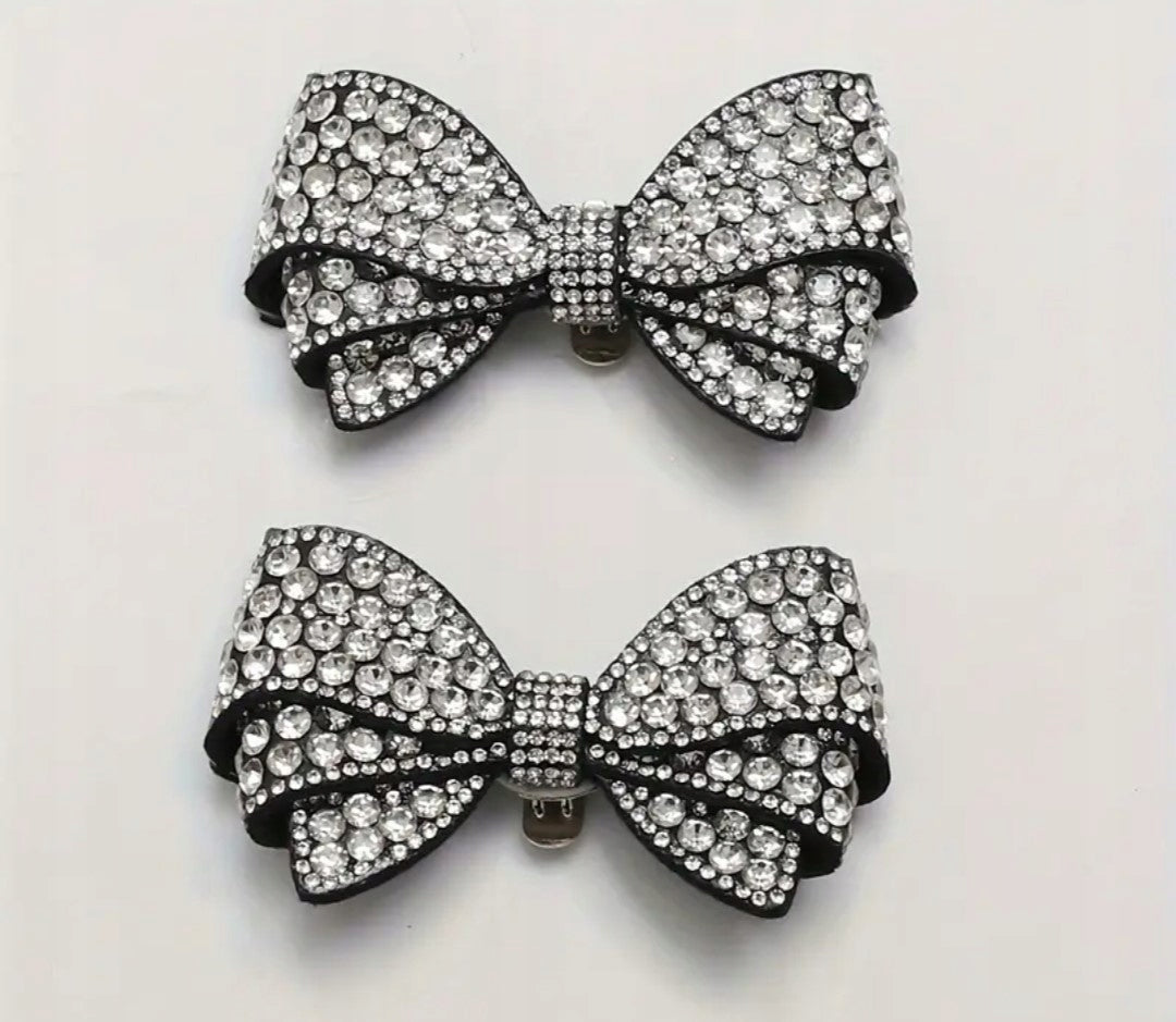 Cubic Zirconia Bow Shoe Clips — Elegant Decorations for High Heels