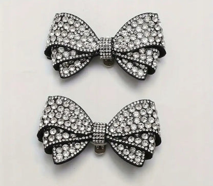 Cubic Zirconia Bow Shoe Clips — Elegant Decorations for High Heels