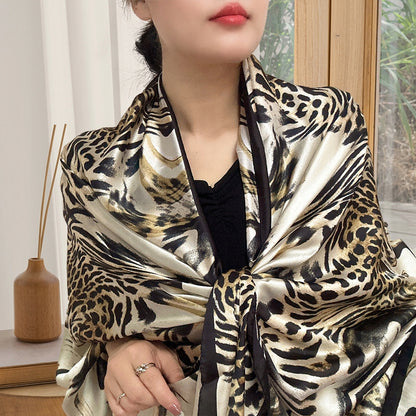 Women's Elegant Large Silk-Effect Scarf — Beautiful, Sophisticated Style, 180×90 cm