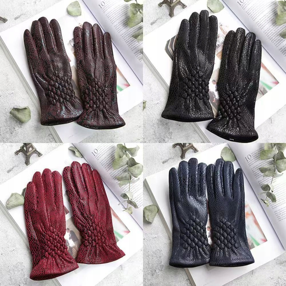 Women's Leather Gloves – Navy