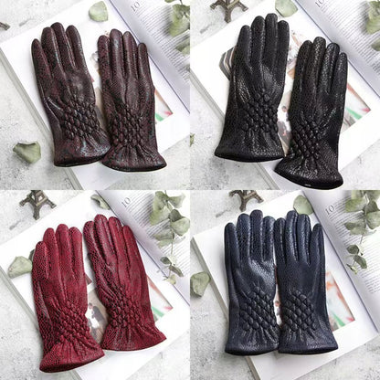 Women's Leather Gloves – Navy