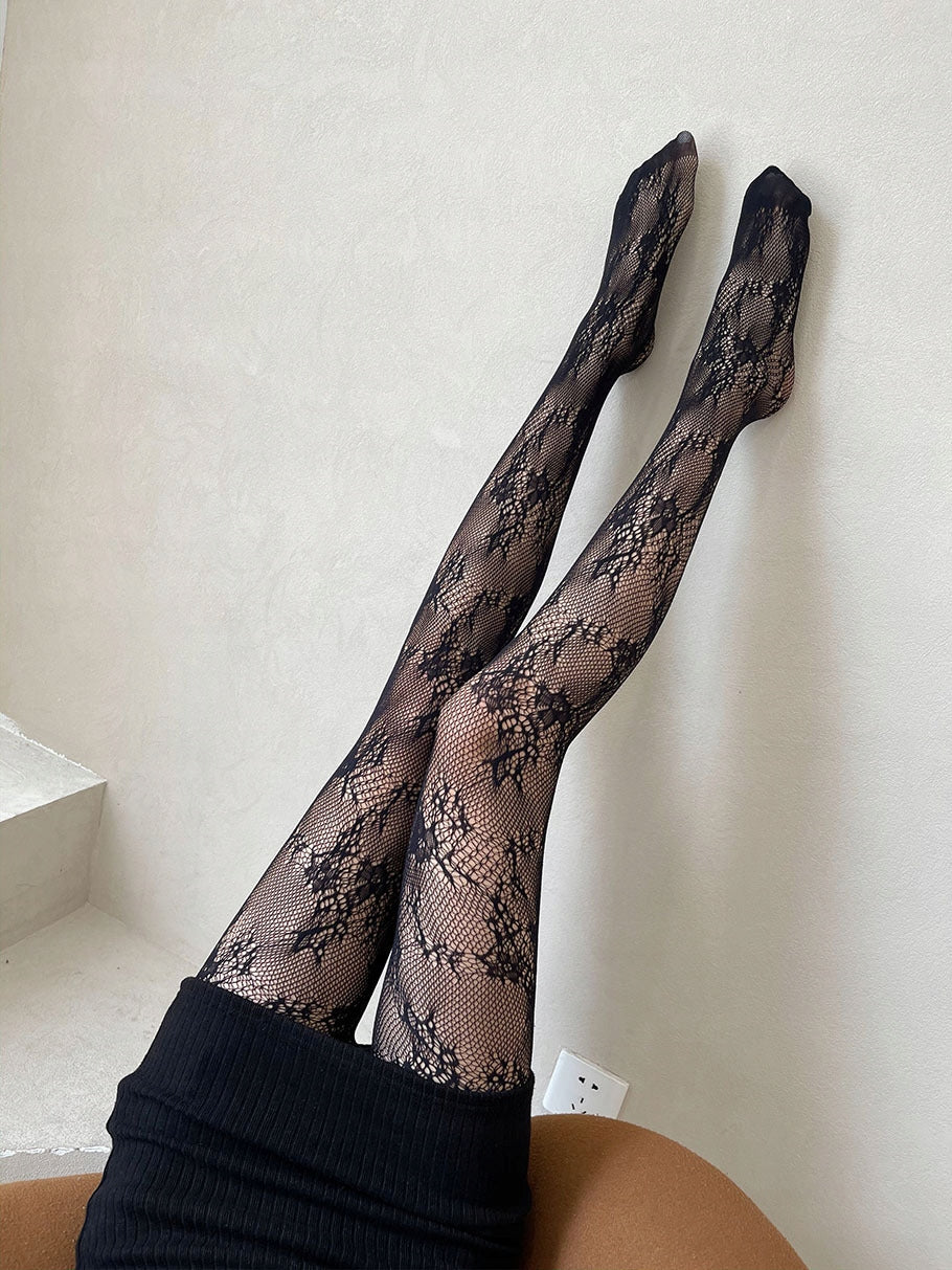 Collants en dentelle pour femme – noir