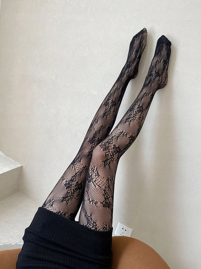 Collants en dentelle pour femme – noir