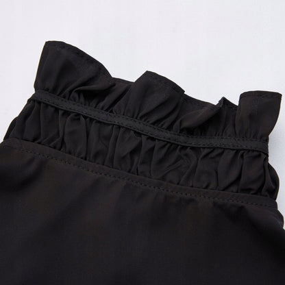Women's Black Lace Detachable Shirt Collar with Button Fastening