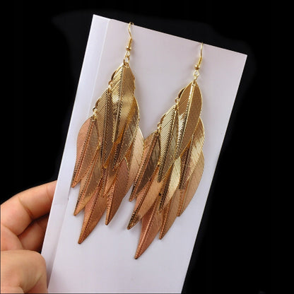Elegant Women's Gold-Tone Leaf Earrings for Weddings and Special Occasions