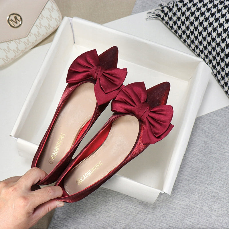 Clips de chaussures à nœuds en satin – bordeaux