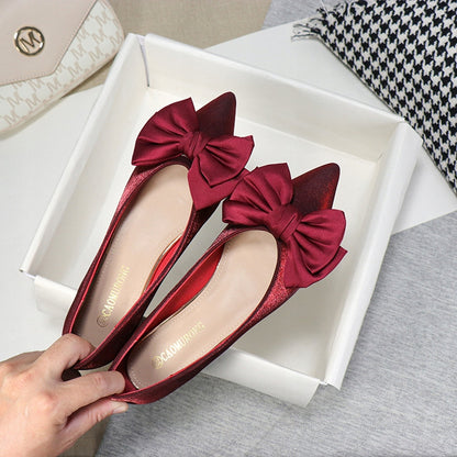Clips de chaussures à nœuds en satin – bordeaux
