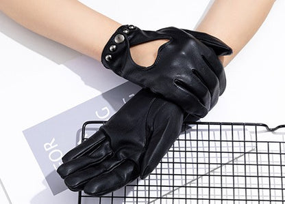 Damenhandschuhe aus Kunstleder – schwarz