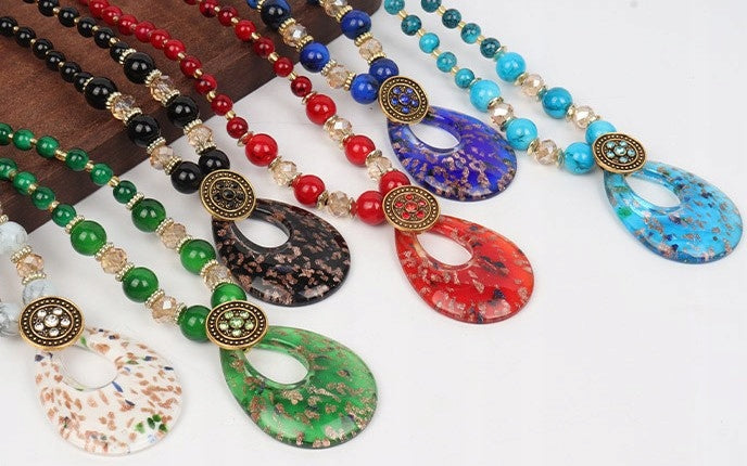 Elegant Glass Bead Pendant Necklace — Decorative Jewellery for Special Occasions