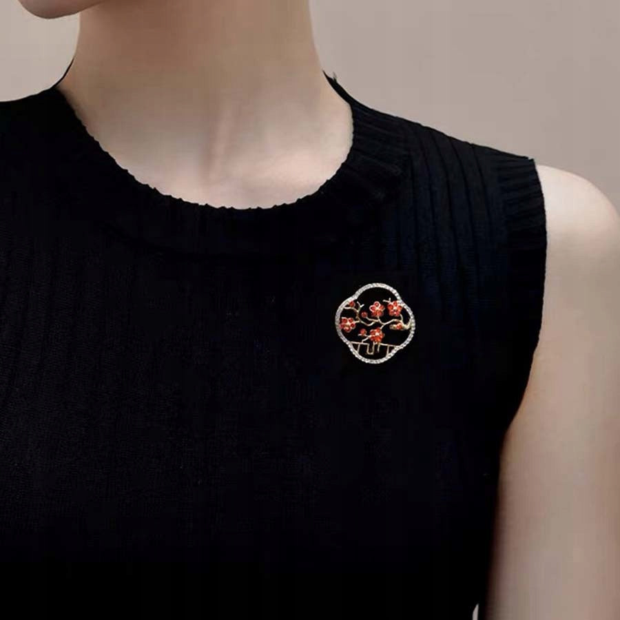 Brosche gerahmte Blume mit Zirkonia