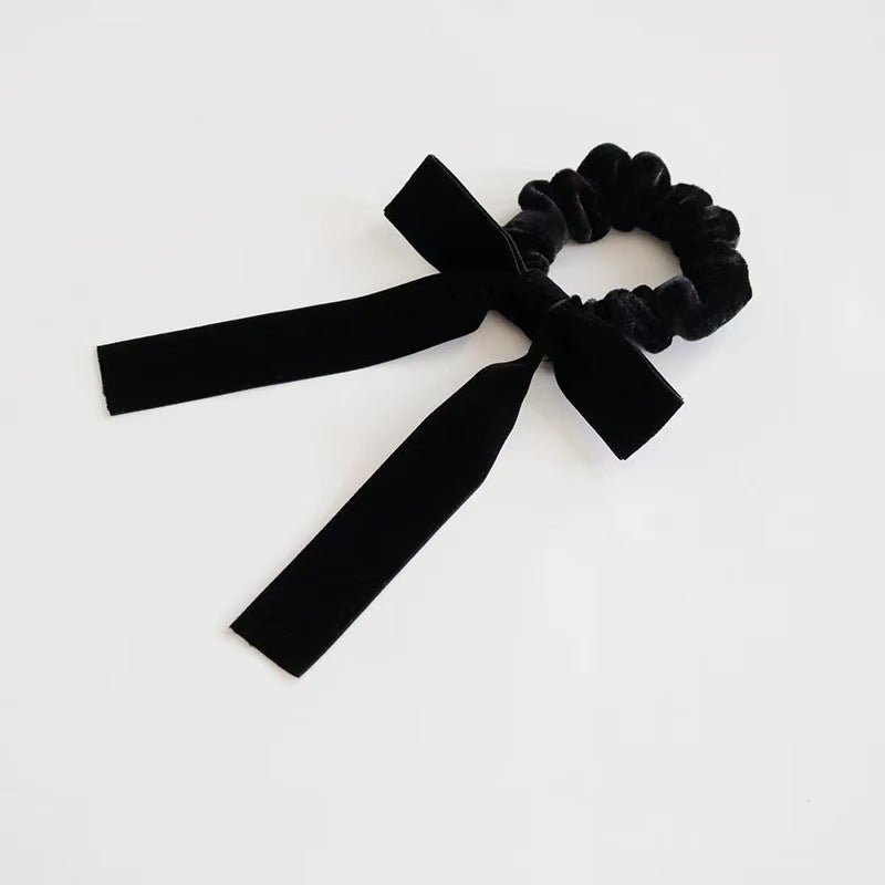 Hair Scrunchie with Bow – Black