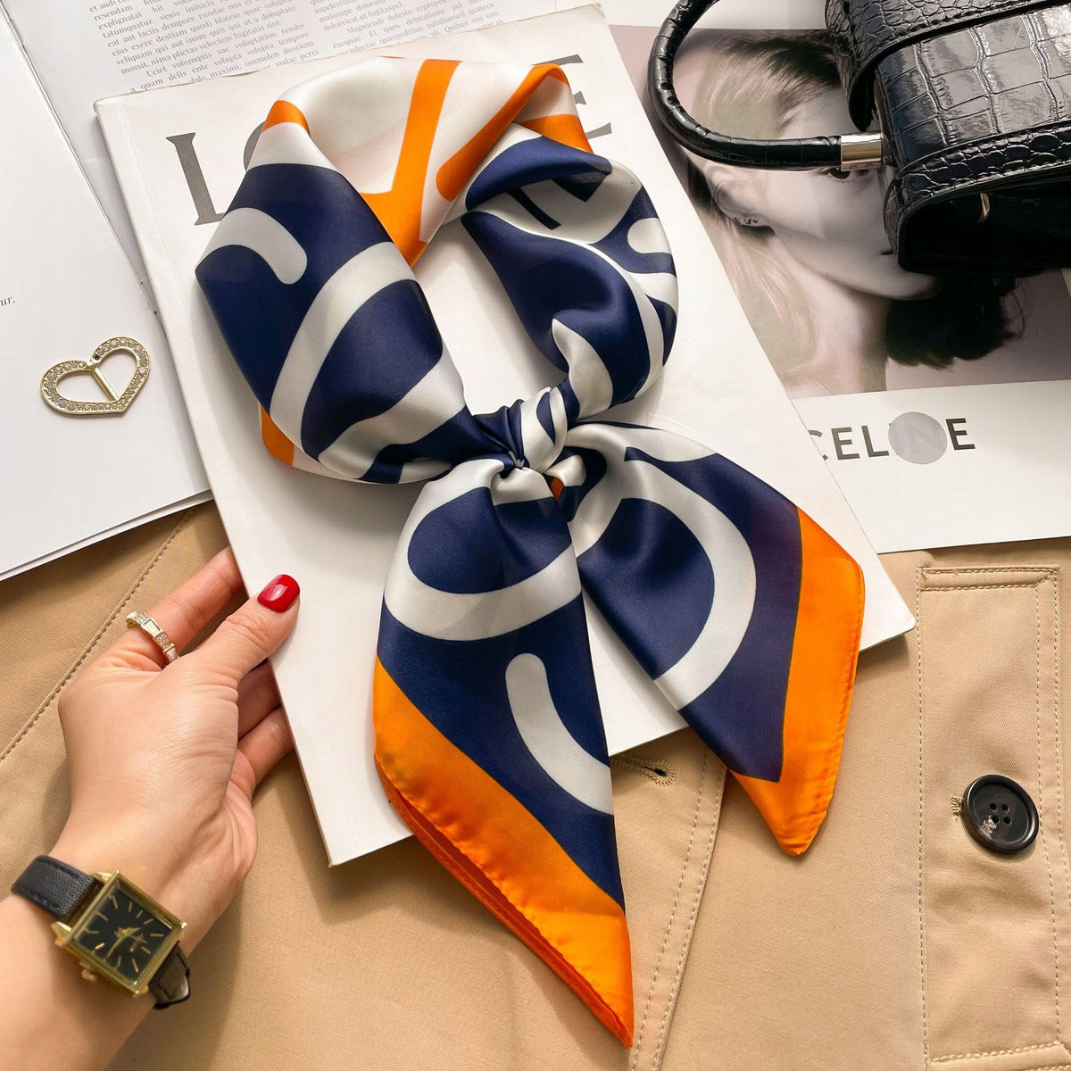 Silk-Effect Square Scarf 70 × 70 cm