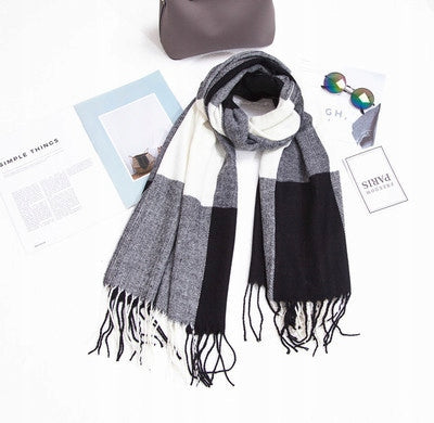 Damen-Winterschal 200 × 66 cm – schwarz und weiß