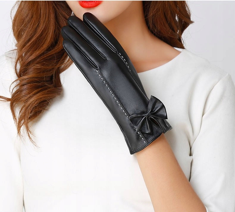 Gants en similicuir pour femme – noir