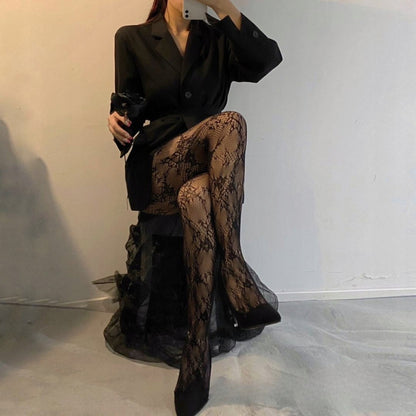 eleganckie DAMSKIE RAJSTOPY koronkowe siateczkowe elastyczne S M L modne