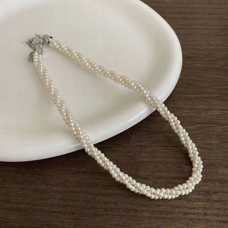 Glass Bead Necklace – White