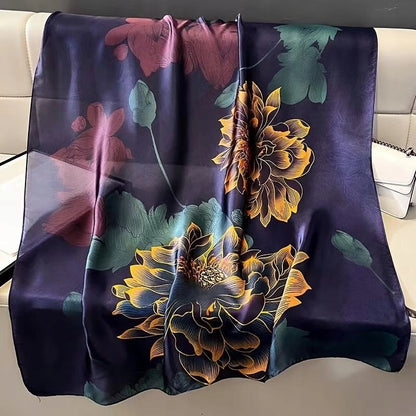 Silk-Effect Scarf 180 × 90 cm – Navy